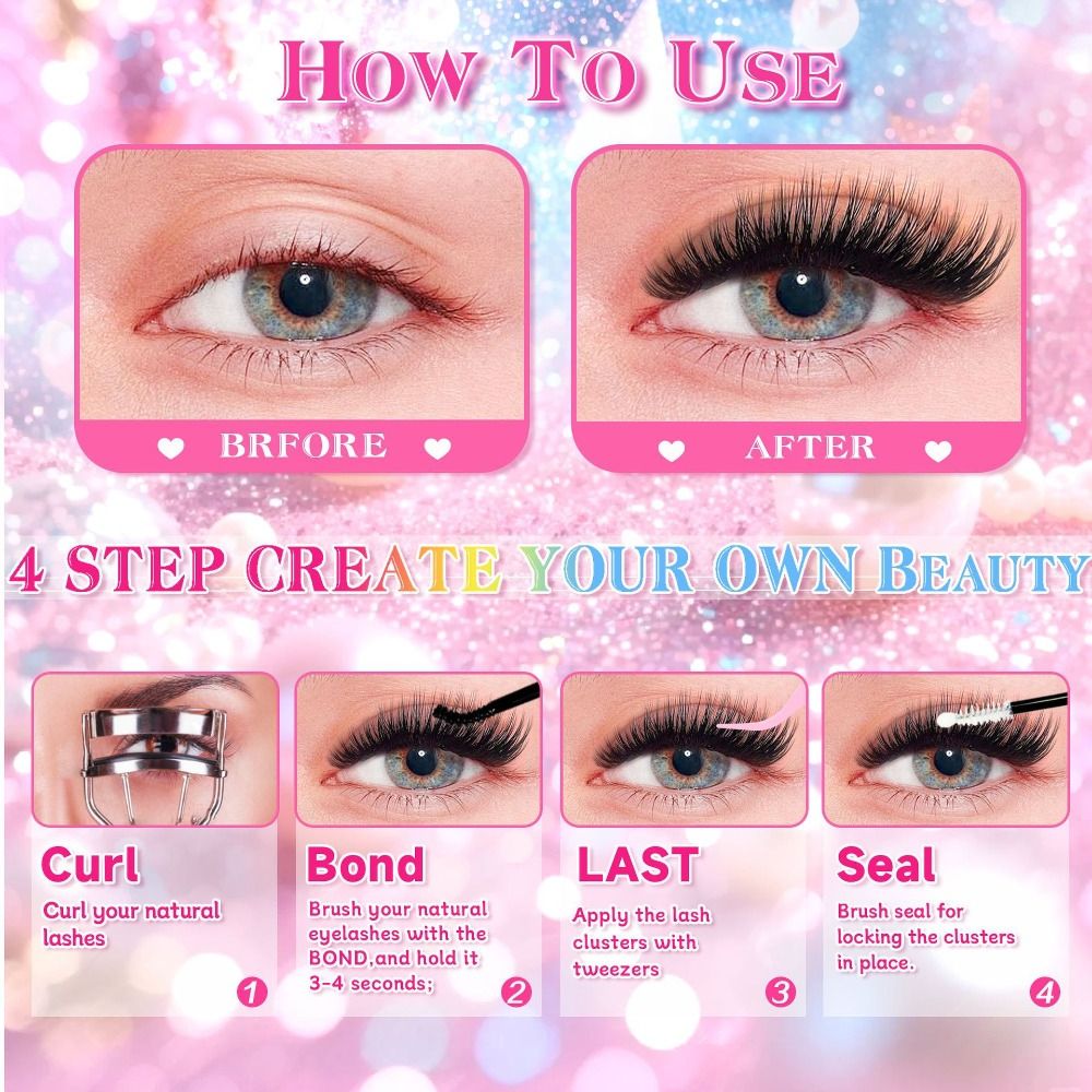 Natural Look False Eyelashes W - Eyelash Extension Cluster recension och pris